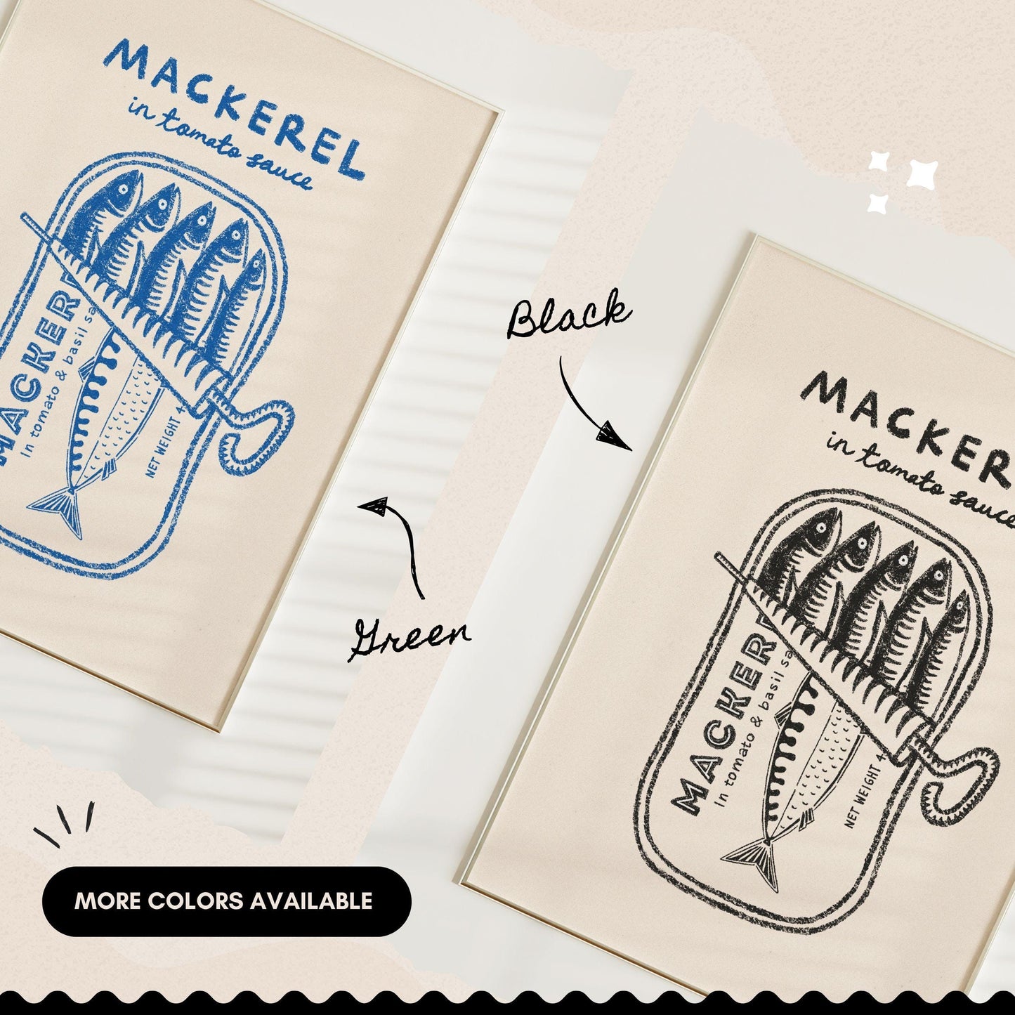 Mackerel Tin Retro Print