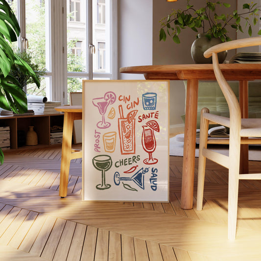 Cheers Colorful Drinks Print