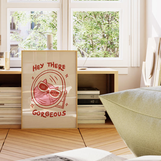 Hello Gorgeous Cat Print