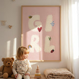 Girl Print, Pink Girlhood Kids Playroom Poster, Nursery Wall Decor, UNFRAMED