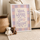 You Are So Precious Print, Pink Purple Kids Playroom Poster, Girl Wall Decor, UNFRAMED
