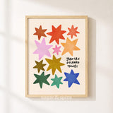 You Can Do Hard Things Print, Colorful Stars Kids Playroom Poster, Nursery Wall Decor, UNFRAMED