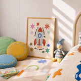 Anything Is Possible Print, Colorful Rocket Ship Stars Kids Poster, Nursery Wall Decor, UNFRAMED