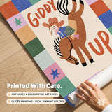 Giddy Up Cowgirl Print, Colorful Kids Playroom Poster, Nursery Wall Decor, UNFRAMED