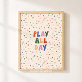 Play All Day Stars Print, Colorful Playroom Poster, Toddler Wall Decor, UNFRAMED