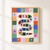 Count To 20 Numbers Print, Colorful Playroom Poster, Toddler Classroom Wall Decor, UNFRAMED