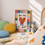 You Are So Loved Print, Colorful Heart Kids Playroom Poster, Nursery Wall Decor, UNFRAMED