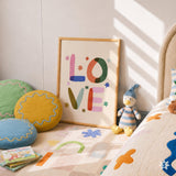 Love Colorful Print, Stars Playroom Poster, Toddler Wall Decor, UNFRAMED