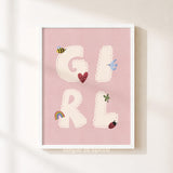 Girl Print, Pink Girlhood Kids Playroom Poster, Nursery Wall Decor, UNFRAMED
