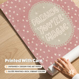 Darling You Are Magic Print, Pink Green Kids Playroom Poster, Celestial Wall Decor, UNFRAMED
