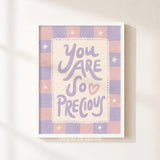 You Are So Precious Print, Pink Purple Kids Playroom Poster, Girl Wall Decor, UNFRAMED