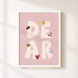Dear Print, Pink Kids Playroom Poster, Nursery Wall Decor, UNFRAMED