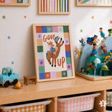 Giddy Up Cowgirl Print, Colorful Kids Playroom Poster, Nursery Wall Decor, UNFRAMED