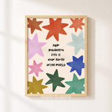 How Wonderful Life Is Print, Colorful Stars Nursery Playroom Poster, Kids Wall Decor, UNFRAMED