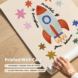 Anything Is Possible Print, Colorful Rocket Ship Stars Kids Poster, Nursery Wall Decor, UNFRAMED