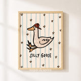 Silly Goose Stars Print, Colorful Kids Playroom Poster, Toddler Wall Decor, UNFRAMED