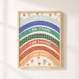 I Am Kind Print, Rainbow Affirmations Kids Playroom Poster, Toddler Wall Decor, UNFRAMED