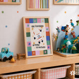 Astronaut Stars Print, Colorful Playroom Poster, Toddler Wall Decor, UNFRAMED