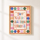 Doing Amazing Things Print, Colorful Stars Kids Playroom Poster, Toddler Wall Decor, UNFRAMED