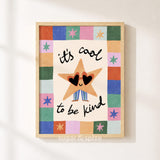 Cool To Be Kind Print, Colorful Star Kids Playroom Poster, Nursery Wall Decor, UNFRAMED