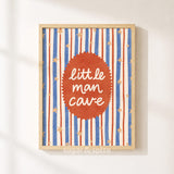 Little Man Cave Print, Blue Stars Kids Playroom Poster, Toddler Wall Decor, UNFRAMED
