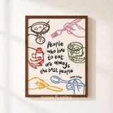 Whimsical Kitchen Julia Child Print, Colorful Food Poster, People Love To Eat Art Wall Decor