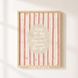 Look At The Stars Print, Pink Green Kids Playroom Poster, Toddler Girl Wall Decor, UNFRAMED