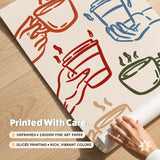 Colorful Coffee Cups Print