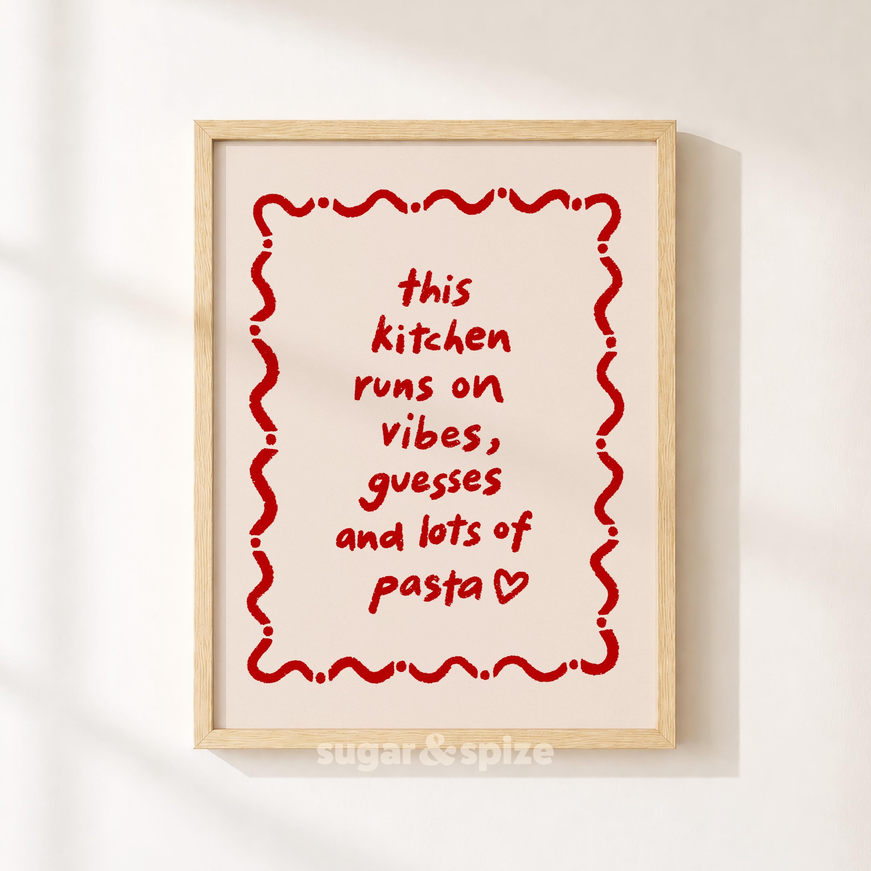 Runs On Pasta Kitchen Print