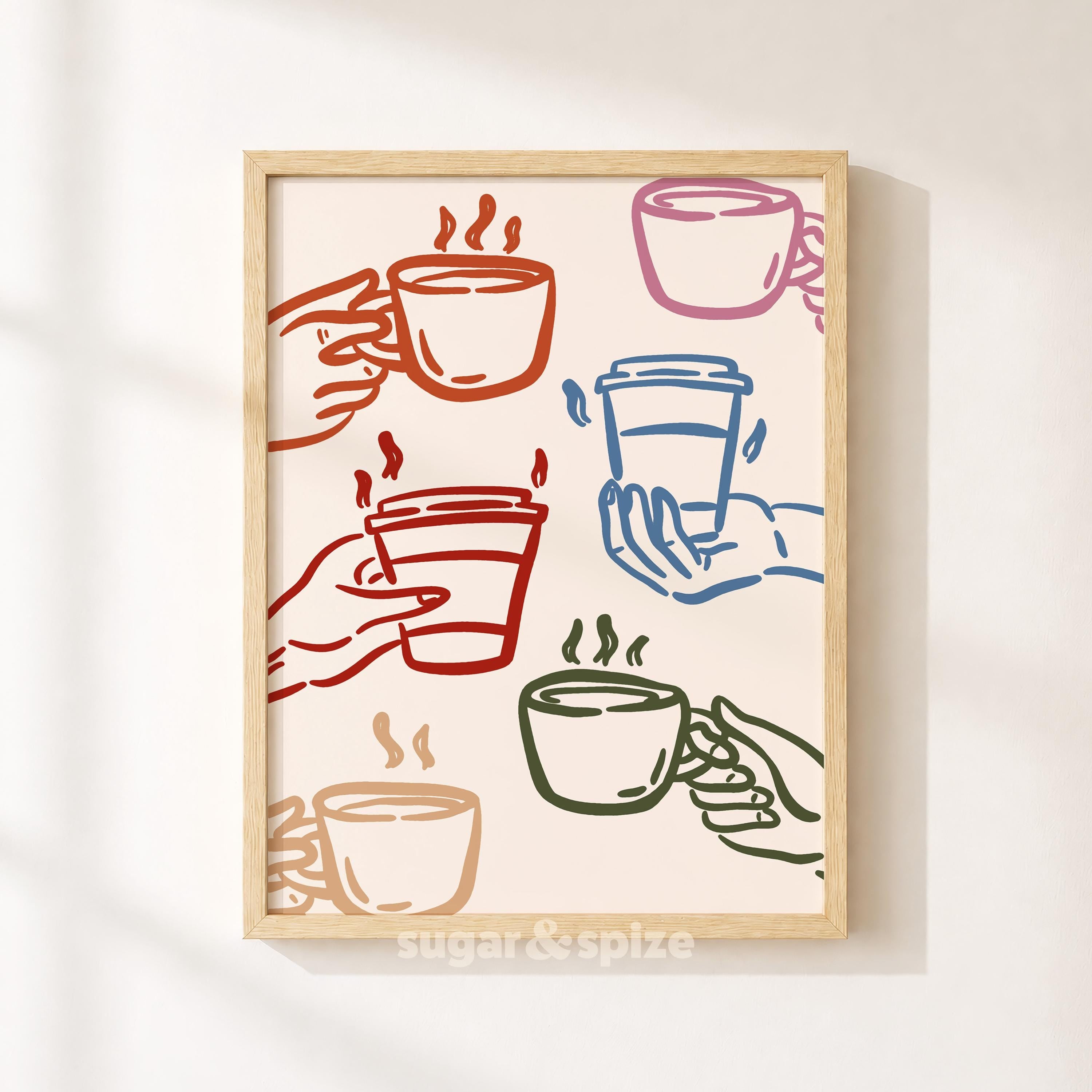 Colorful Coffee Cups Print