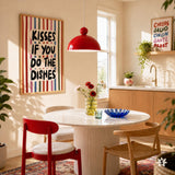 Do The Dishes Print, Colorful Retro Kitchen Poster, Dining Room Wall Decor, UNFRAMED