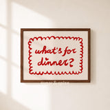 What's For Dinner Hearts Print, Dining Room Horizontal Poster, Kitchen Wall Decor, UNFRAMED