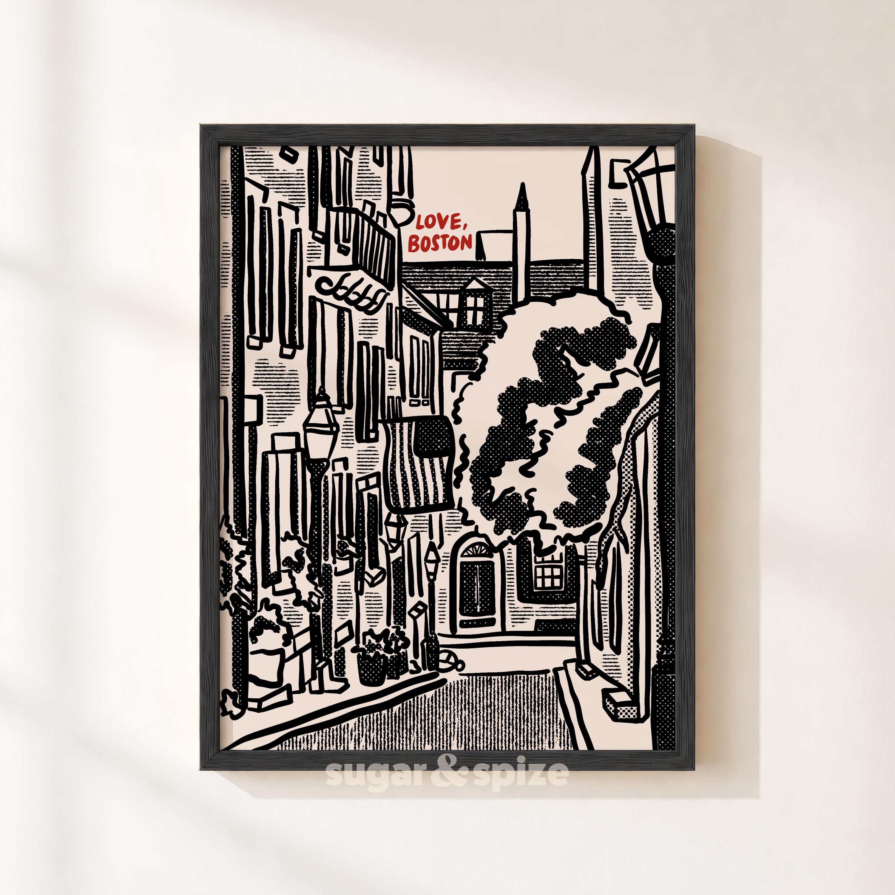 Boston City Vintage Print
