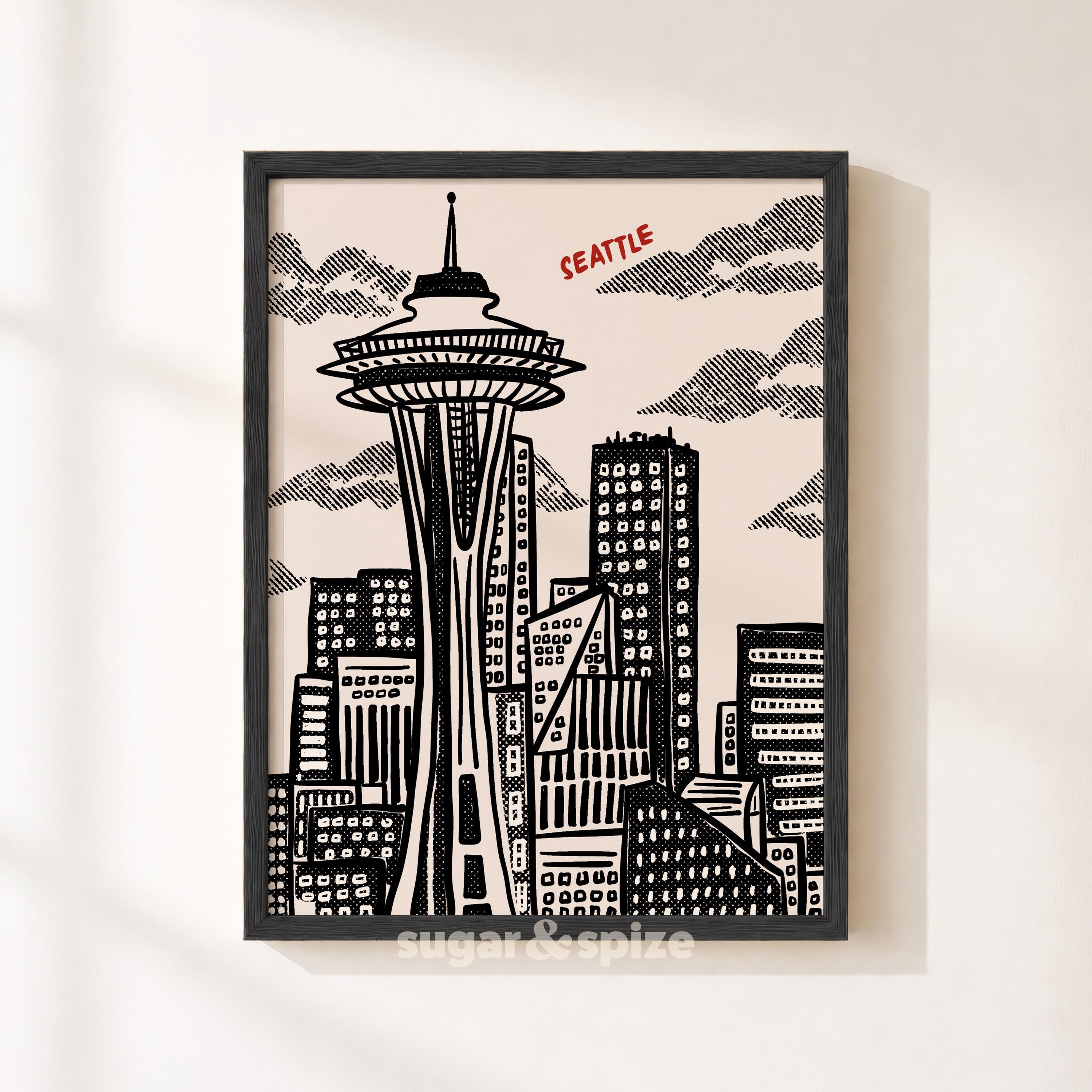 Seattle City Vintage Print
