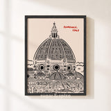 Florence City Print, Retro Tuscany Italy Poster, Europe Travel Minimalist Wall Decor, UNFRAMED