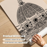 Florence City Print, Retro Tuscany Italy Poster, Europe Travel Minimalist Wall Decor, UNFRAMED